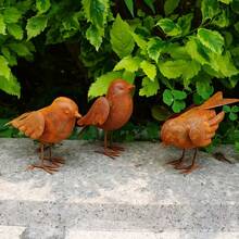 3件套复古金属花园鸟雕像 - 乡村风格户外小鸟装饰，独立式鸟形花园摆件，铁艺户外装饰，适用于花坛、露台和草坪，农场庭院雕塑 - 鳥 - 查看 6