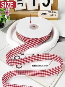 10 Yards/40 Yards Red Plaid Ribbon, Red And White Exquisite Handmade Plaid Ribbon Suitable For Winter Holiday Christmas Tree Wreath Decoration Christmas Valentine's Day Birthday Gift Wrapping - Multicolor - View 3
