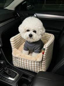 1pc Pet Car Seat For Dog And Cat, Center Console Dog Booster Seat With Protection Seat Belt And Soft Cushion - Multicolor - View 2