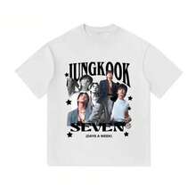 Camiseta de algodón de Jungkook (), diseño de "SEVEN", A248 estilo vintage, cuello redondo, unisex, ideal para ARMY - Blanco - Ver 3