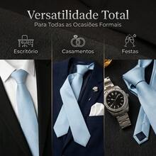 Men's Tie In A Solid Color, Matte Finish, Fine Texture, Ideal For Formal Suits, Weddings, Grooms, A Professional And Sophisticated Look. - Baby Blue - View 3