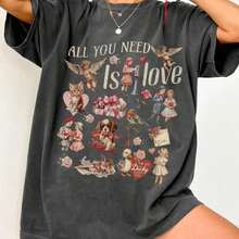 Everyg Is Fine Skull Design T-Shirt, Vintage Boho Style, Skull Graphic, Rebel Style, Rock N Roll, Grunge, Bold Outfit, Boho Hippie, 100% Cotton - 黑色 - 查看 7