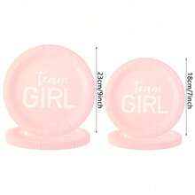 10pcs/20pcs Gender Reveal Party Decorations Pink And Blue Disposable Paper Plates, Boy Or Girl Party Tableware Set, Birthday Gender Reveal Party Supplies - Multicolor - View 3