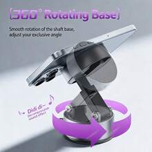 Giá đỡ điện thoại từ tính hút chân không mới, xoay 360 độ, có thể điều chỉnh, dùng cho bàn làm việc và xe hơi. - Xám - Xem 7