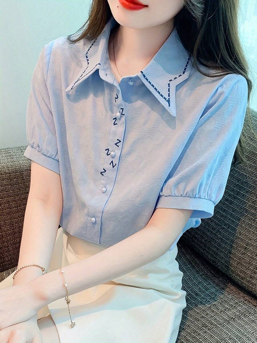 Women Blouses & Shirts - Blue - View 1