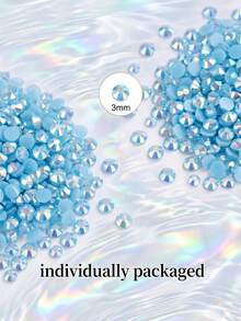 5000顆彩色AB平底果凍水鑽珠，附B7000膠水，3mm樹脂水鑽，免熱貼平底圓形果凍樹脂水鑽飾石，適用DIY珠寶手工、藝術裝飾、配件製作、鞋子、衣服、包包 - 3mm - 查看 2