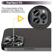 3Pcs Glitter Camera Lens Protector For IPhone 17 Pro Max, Cute Girly Metal Lens Cover, Shiny Separate Ring Design, 9H Tempered Glass Camera Protection, Anti-Scratch HD Lens Film, Silver - Black - View 5
