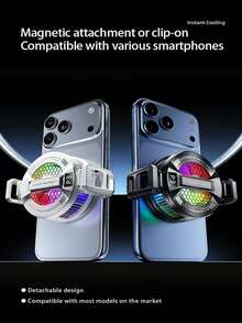 USB Powered Mini Phone Cooler, Compact Cooling Fan Suitable For Android And IOS Smartphones, Fashionable And Convenient Cooling Accessory With Clip And Magnetic Film - Multicolor - View 9