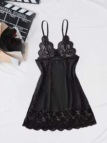 Women's Sexy Babydoll Lingerie Nightwear Set, Adjustable Halter Neck Design, Backless To Highlight Body Curves - Black - View 8