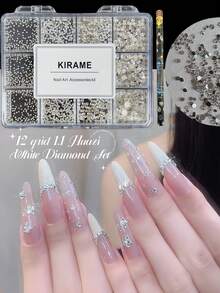 KIRAME 2800顆透明平底圓形水鑽，高品質超亮美甲寶石套組，含1件點花工具，1-5mm閃亮美甲水晶，適用DIY居家美甲、美甲沙龍、美甲用品供應商、美甲用品、夏季與旅行美甲、節日禮物美甲飾品 - 白色 - 查看 6