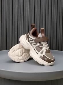Kids Fashion Chunky Sneakers, Mesh Breathable Lightweight Comfortable Versatile Athletic Shoes, Multi Colors Option For Boys Girls - Brown - View 8