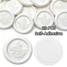 20pcs Tree Pattern Self-Adhesive Wax Seal Stickers, Suitable For Gifts, Wedding Invitations Envelope Sealing - White - Tree Branch - White - View 3