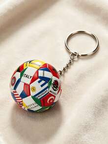 Exquisite Football Keychain With Printed Design, World Cup Commemorative Football Keychain, Mini Football Pendant With National Flags, Essential Accessory For Football Fans, Keychain For Backpacks And Cars, Creative Football Keychain For Students And Fans - Multicolor - View 5