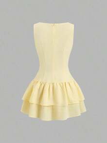 Sweetro Vestido mini de línea A con doble capa de volantes, elegante, romántico, juguetón, lindo, bohemio, adecuado para festivales de música, vacaciones, citas, viajes y trabajo. Apto para primavera, verano, otoño e invierno. - Verde - Ver 9