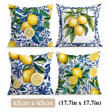 4pcs Mediterranean Style Lemon Pattern Pillow Covers, Single-Sided Printed Cushion Covers, Suitable For Living Room, Bedroom, Home Decor, All Seasons - Multicolor - View 11