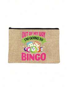 「Bingo」字母印花旅行盥洗包，卡通趣味多功能帆布包，充電器收納包，旅行必備化妝包：女孩旅行必備包，中性拉鍊包，化妝品、彩妝與旅行必備輕量收納包，適合青少年的完美禮物，生日與旅行配件，節日禮物，開學禮物 - 彩色 - 查看 12