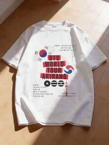 Unisex T-shirt från BTSS Bangtan 2026-turnén - Mjuk stil - Vitt - Visa 1