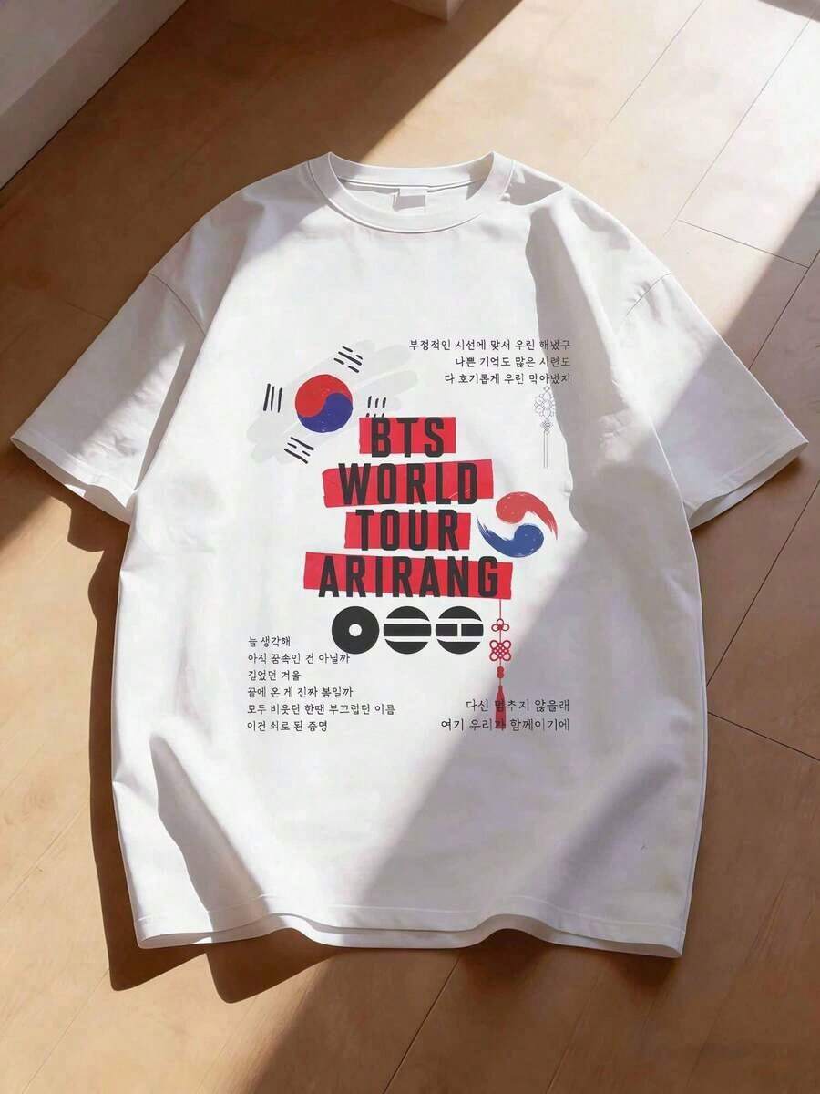 Unisex T-shirt från BTSS Bangtan 2026-turnén - Mjuk stil - Vitt - Visa 1