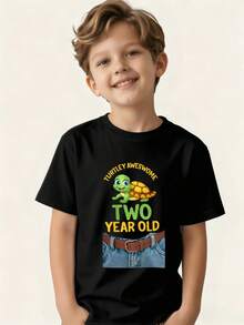 Amazing Two-Year-Old Turtle Kids T-Shirt - Black - View 7