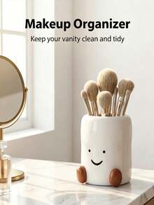 Multifunctional Smiling Face Storage Box, Can Store Cutlery Rack And Chopstick Container, Makeup Brushes, Toothbrush And Toothpaste, Suitable For Small Apartments, Dorms And Desktop Storage Systems - Multicolor - View 6