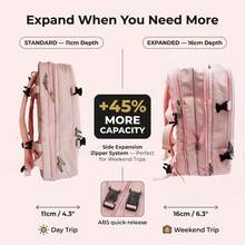 LUMSUME Unisex 15.6-17.3 Laptop Backpack, Expandable Carry On W/USB Port, Anti-Theft Pocket & Multi-Compartment For Business Travel College Daily Use - 粉色 - 查看 5