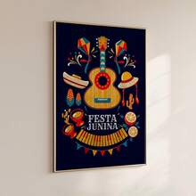 1pc Frameless Brazilian 'June Festival' Forró Music Wall Art Canvas Poster Print, Vibrant Folk Art Decor For Apartment, Bedroom, Dorm, Home Office Classroom, Room Decor Bedroom Prints For Wall, Posters, Vintage Decor & Best Gift Choice - Cartoon - View 1