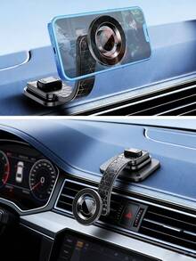1 pièce Support de téléphone de voiture magnétique super puissant à rotation 360°, convient aux smartphones à grand écran, 2-en-1 tableau de bord et aération, fonction de positionnement mémoire, matériau ABS stable - CH20 - Support magnétique pliable à fixation adhésive. - Voir 3