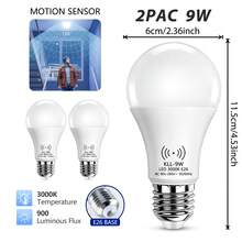 2pcs Dusk To Dawn Sensor LED Light Bulbs, Equivalent To 60/80W Incandescent, 9W/12W Bulbs, E26/E27 Base, 6500K Daylight White, Non-Dimmable - White - View 11