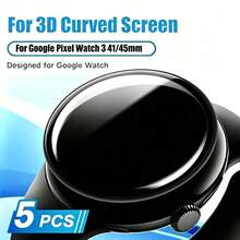 5片裝 3D 弧面高解析度螢幕保護貼,適用於 Watch 3/4 (41mm/45mm),全覆蓋、無氣泡、高透明度、薄且光滑、觸控靈敏 - 適用於Pixel Watch 3 45毫米 - 查看 8