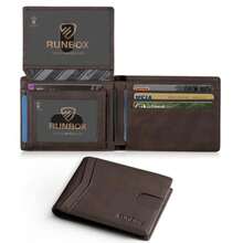 Wallet For Men Slim Rfid Leather 2 ID Window With Gift Box Slim, Rfid, 2 ID Window, With Gift Box, Slim, Rfid - CH DARK BROWN - View 8