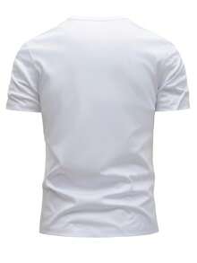 Men's 100% Cotton T-Shirt, Short Sleeve Summer Top, Slim And Breathable, Modern And Fashionable Slim Fit, Casual And Versatile, Artistic Cat Profile Line Design, Stylish, Elegant, Unique And Fun, Ideal For Everyday Wear In Spring, Summer And Autumn, Machine Washable, Perfect As An Original Gift For Cat Lovers - 白色 - 查看 2