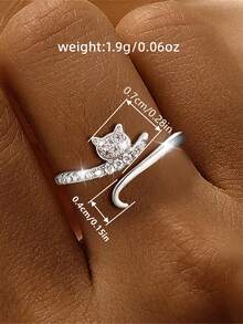 1pc Glamorous Cubic Zirconia Ring, Suitable For Teenage Girls, Great For Birthday, Anniversary, Party Accessory - 1# - View 6