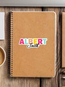 Pegatinas personalizadas con degradado de arcoíris y texto personalizable, etiquetas de vinilo resistentes al agua, diseño removible sin residuos, adecuadas para botellas de agua, portátiles, cuadernos y otros artículos de uso diario - Multicolor - Ver 29