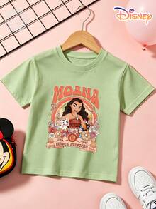 Officially Licensed Disney Moana Kids T-Shirt, 100% Cotton "Moana Est 2016" Floral Butterfly Graphic Tee With Heihei, Unisex For Boys & Girls Ages 4-14, Soft Breathable Fade-Resistant Fabric, Ideal For Theme Park, School & Daily Casual Wear, Perfect For Vacation, Birthdays & Children's Day Gifts - 抹茶綠 - 查看 2