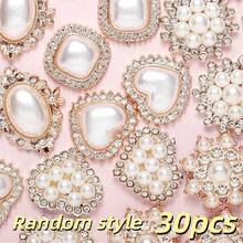 20/30/50pcs Luxurious Palace Style Shiny Acrylic Faux Pearl Rhinestones, Assorted Shapes, Ideal For DIY Jewelry, Wedding Hair Bouquets,Home Decor - White - View 17