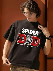 Spider Dad Spider-Man Graphic T-Shirt 100% Cotton Men's Tee MARVEL Superhero Print Fathers Day Gift Casual Streetwear Summer Tops, Mens Fashion Outfits - màu đen - Xem 5