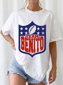 Team Benito  Football Logo Bad BunnyS Fan Print Graphic Tee - White - View 1
