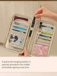 Passport Holder, Unisex Portable Travel Document Organizer, Multi-Functional Anti-RFID Ticket Pouch, Passport Wallet, Thick Oxford Cloth ID Card Holder, Passport & ID Card Storage Bag, Convenient Multi-Functional Large Capacity Storage Bag, Water-Resistant Document Organizer, Travel Multi-Layer Large Capacity Multi-Functional Passport Card Holder, Organizer Bag - Black - View 5