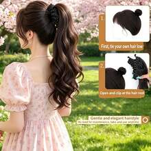 女款香蕉夾馬尾接髮片，韓式波點波浪髮飾，抓夾設計，豐盈高馬尾髮飾 - 彩色 - 查看 2