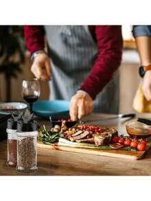 1-12pcs Storage Jars, 3.5oz Leak-Proof Spice Jars With Black Screw Lids, Portable Transparent Airtight Seasoning Containers For Spices, Powders, Chili And Salt, Kitchen Organization, Kitchen Accessories - Multicolor - View 5