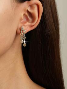 jealous young 1 đôi bông tai dáng dài phong cách Châu Âu và Mỹ tinh xảo, đính đá Cubic Zirconia hình giọt nước hai màu, thiết kế hình học đa lớp độc đáo, phụ kiện thời trang cho đi làm hàng ngày, quà đính hôn, Giáng sinh, tiệc chiêu đãi và tiệc tùng - Nhiều màu - Xem 3