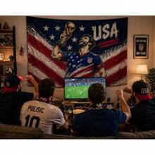 USA 2026  World Cup Flag Banner |   Soccer Fan Gift |   Stadium Cheer Banner |   USMNT Supporter Wall Decor - 1PC - 查看 3