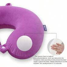Travel Pillow Comfortable Neck Pillow U Shape Foam Support Neck And Portable Travel Neck Pillow Suitable Airplane, Trains, Self-Driving - 紫色 - 查看 5