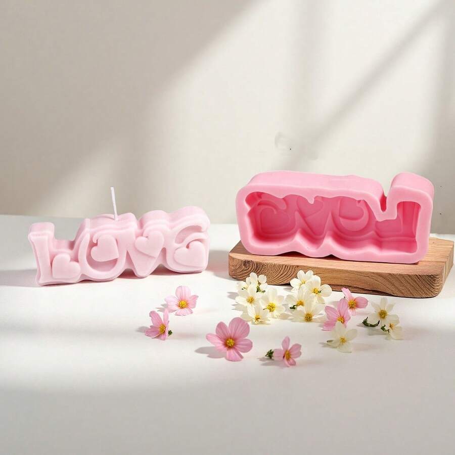 Heart Shaped Silicone Mold, Candle, Wax Melts, Plaster, Soap, Home Decor Candle Mold - Pink - View 1