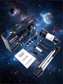 1PC 70mm Refractor Astronomy Telescope With Tripod, Portable 150X High Power Travel Telescope For Beginners Kids, Moon Star Observation Outdoor Camping Gear, Ideal Educational Gift For Children - Black and White - View 7