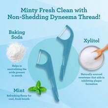 Quad Clean Floss Picks 4-In-1 With Tongue Scraper, Interdental Pik & Toothpick, Non-Shred Dyneema Thread, With Xylitol & Baking Soda, 50ct - 1 Foot (Pack Of 50) - View 3
