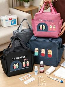Kit de emergencia médica a prueba de humedad y polvo con patrones de píldoras de colores, organizador de medicamentos de repuesto, bolsa de almacenamiento con compartimentos múltiples, bolsa de maquillaje portátil para personal médico y trabajadores de oficina, bolsa de aseo y acicalamiento multifuncional para viajes de negocios, viajes diarios, uso doméstico, bolsa de primeros auxilios, estuche de pastillas, soporte de medicamentos, contenedor de cosméticos, bolsa de suministros de atención médica, artículo esencial para dormitorio y oficina, regalo de graduación - Multicolor - Ver 1