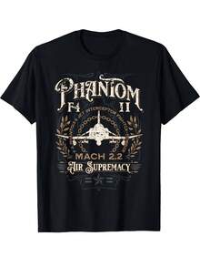 Top PickLocalVintage Style F-4 Phantom  Fighter Jet Aircraft-Shirt Cotton Round Neck Short Sleeve Casual-ShirtOpen In New Tab. - 黑色 - 查看 7