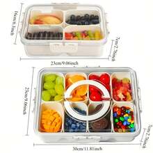 Caja de almacenamiento de alimentos con compartimentos transparentes y cierre hermético, organizador de cocina y refrigerador portátil - transparente - Ver 2