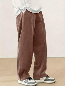 Tween Boy Casual Straight Leg Corduroy Wide Leg Pants, Spring/Autumn - Mocha Brown - View 4